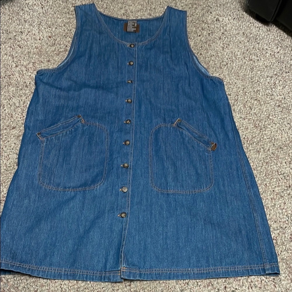 Vintage 90s Blue Denim Button-Down jumper dress